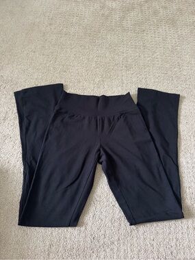 wild fable Black Flared High-Rise Wide Legs Leggings with Branded Waistband